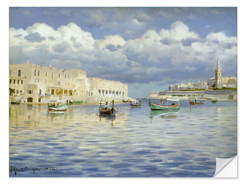 Selvklebende plakat Ved havnen i Malta