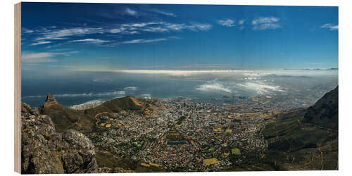 Wood print Panorama Cape Town South Africa