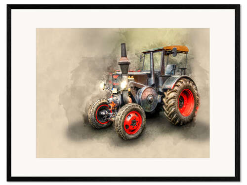Impression artistique encadrée Tracteur ancien Ursus