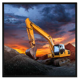 Gerahmter Kunstdruck Bagger