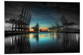 Foam board print Hamburg - harbor cranes