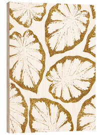 Wood print Monstera Gold