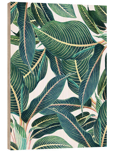 Hout print Botanical Leaves