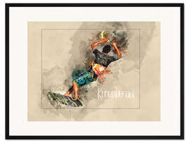 Gerahmter Kunstdruck Kitesurfen cool