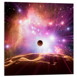 Gallery print Alien planet and star cluster