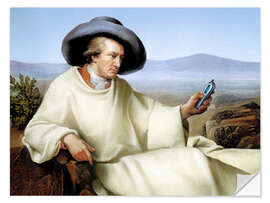 Sticker mural Johann Wolfgang von Goethe with a cell phone