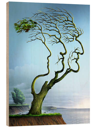 Hout print Family tree, conceptual artwork