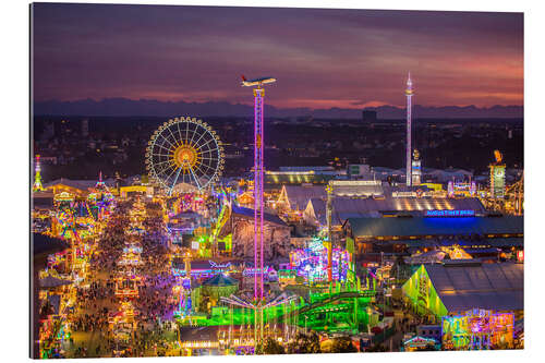 Tableau en plexi-alu Oktoberfest à Munich, lumières du soir