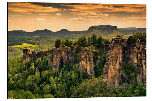 Aluminium print Sandstone mountains Saxon Switzerland