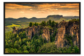 Gerahmter Kunstdruck Bastei und Lilienstein Elbsandsteingebirge