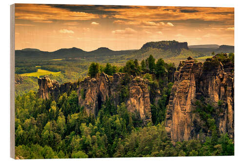 Wood print Sandstone mountains Saxon Switzerland