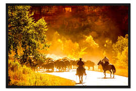 Gerahmter Kunstdruck Büffel treiben, Custer State Park