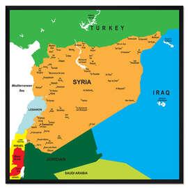 Gerahmter Kunstdruck Syrien - Landkarte