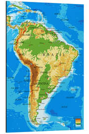 Magnettafel Südamerika - Topographische Karte