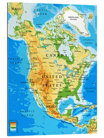 Gallery print North America - Topographic map