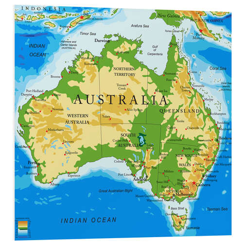 Foam board print Australia - Topographic Map