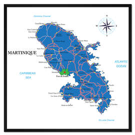 Gerahmter Kunstdruck Martinique - Politische Karte