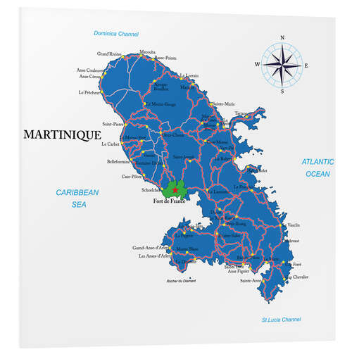 Foam board print Martinique - Political Map