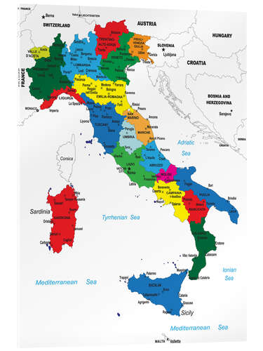 Acrylic print Italy - Political Map