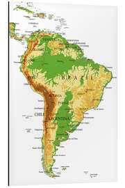 Magnettafel Südamerika - Topographische Karte
