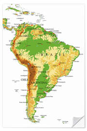 Naklejka na ścianę South America - Topographic Map