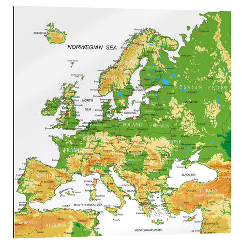 Gallery print Topograficzna mapa Europy