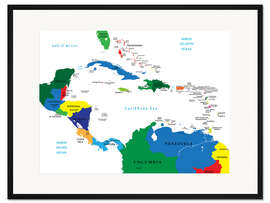 Gerahmter Kunstdruck Lateinamerika - Politische Karte