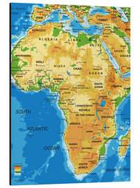 Stampa su alluminio  Africa - Carta topografica (inglese)