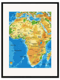 Impression artistique encadrée Carte topographique de l'Afrique (anglais) I