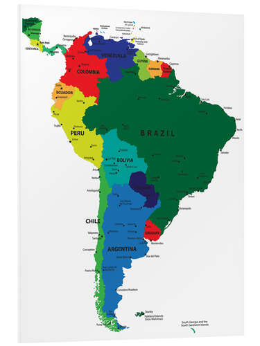 Foam board print Map of South America