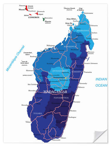 Vinilo para la pared Madagascar - Political Map