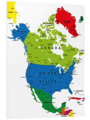 Foam board print North America - Political Map