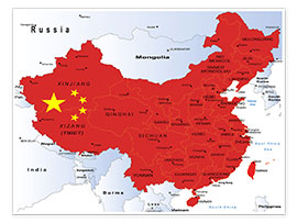 Wandbild China - Politische Karte