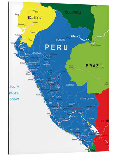 Cuadro de aluminio Peru - Political Map