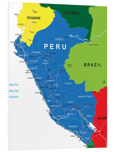 Foam board print Peru - Political Map