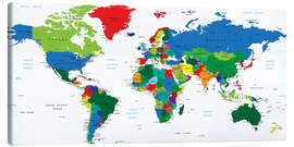 Canvastavla  Politisk världskarta (engelska, 2006)