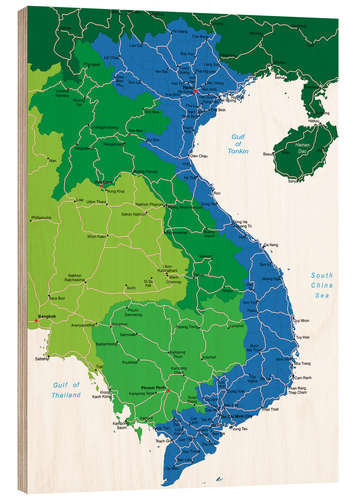 Stampa su legno Vietnam - Political Map