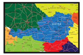Gerahmter Kunstdruck Österreich - Politische Karte
