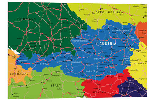 Cuadro de PVC Austria - Political Map