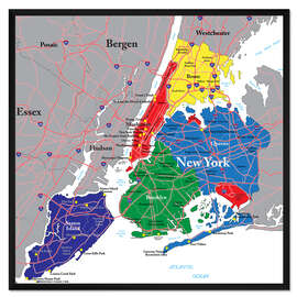 Gerahmter Kunstdruck Karte von New York City