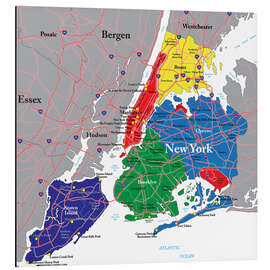 Magnettafel Karte von New York City