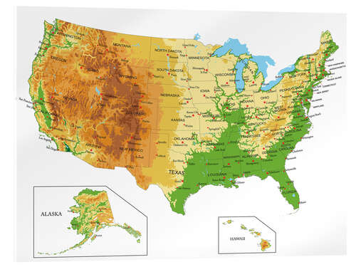 Akryylilasitaulu Topographic Map of USA