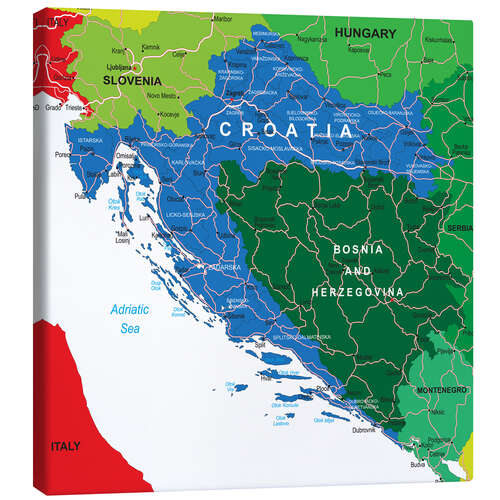 Stampa su tela Croatia - Political Map