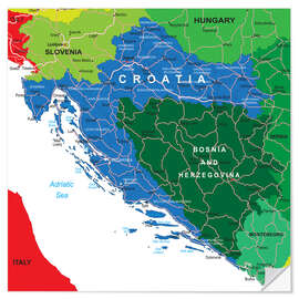 Naklejka na ścianę Croatia - Political Map