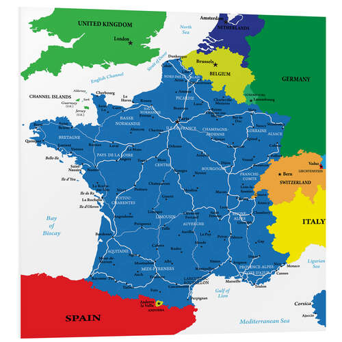 Foam board print France - Political Map