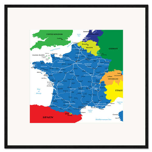 Framed art print France - Political Map