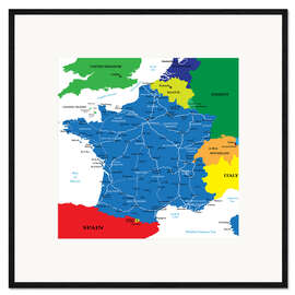 Stampa artistica con cornice France - Political Map