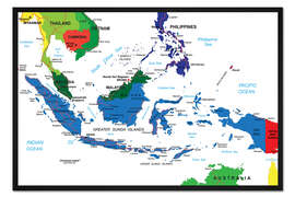 Gerahmter Kunstdruck Indonesien - Politische Karte, vor 2002