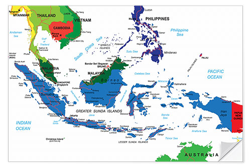 Adesivo murale Indonesia - Political map, before 2002