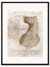 Gerahmter Kunstdruck Entwurf für die Rüstung eines Pferdes